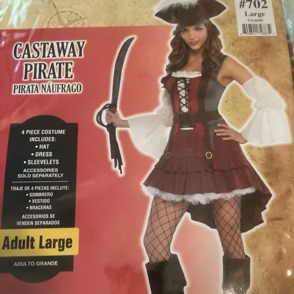 COPY - Sexy Halloween Pirate Costume LARGE NEW - Picture 2 of 4